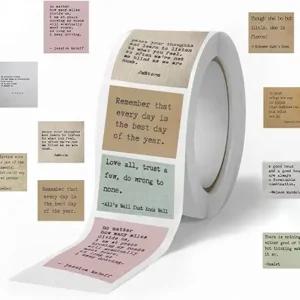 500PCS Vintage Motivational Quote Sticker Roll Envelope Seals Stickers Retro Typewriter Style Sticker Inspirational Journaling Sticker Vintage Scrapbook Sticker for Planner (500 per roll)