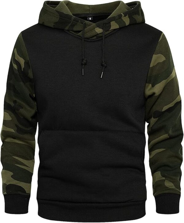 AOTORR Men's Pullover Hoodie Blend Fleece Long Sleeve Contrast Color Military Sweatshirt with Kanga Pocket