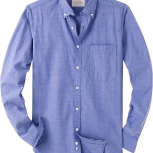 Alimens & Gentle Mens Solid Oxford Shirt Long Sleeve Button Down Shirts with Pocket