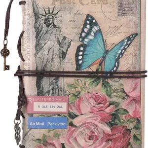 Leather Journal Notebook, MALEDEN Vintage Travel Journal for Women Refillable Sketchbook Diary Planner with Unlined Pages and Zipper Pocket