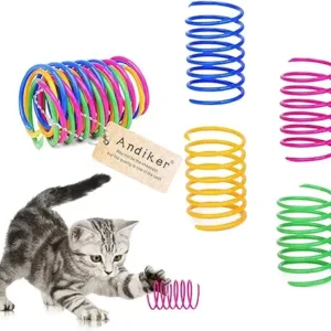Andiker Cat Spiral Spring, 12 Pc Cat Creative Toy to Kill Time and Keep Fit Interactive Cat Toy Sturdy Heavy Plastic Spring Colorful Springs Cat Toy for Swatting, Biting, Hunting Kitten Toys