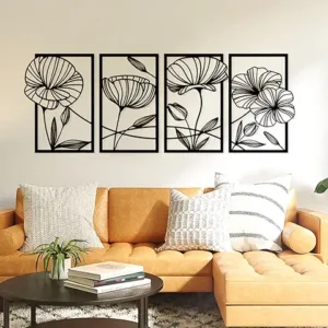 TINBECEIE 4 Pieces Wall Decor Black