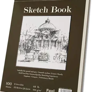 9 x 12 inches Sketch Book, Top Spiral Bound Sketch Pad, 1 Pack 100-Sheets (68lb/100gsm), Acid Free Art Sketchbook Artistic Drawing Painting Writing Paper for Kids Adults Beginners Artists